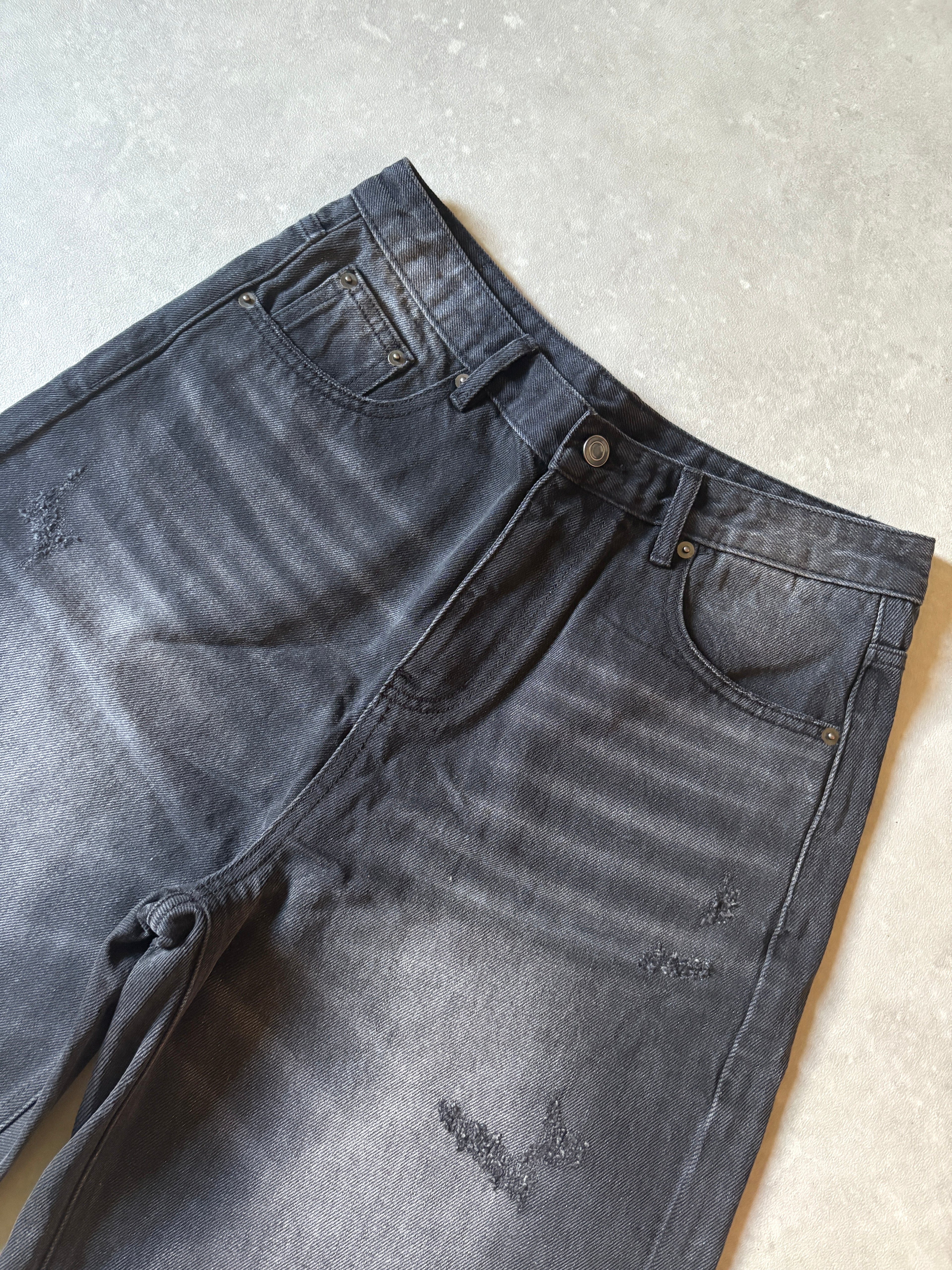 Black Washed Denim Jorts