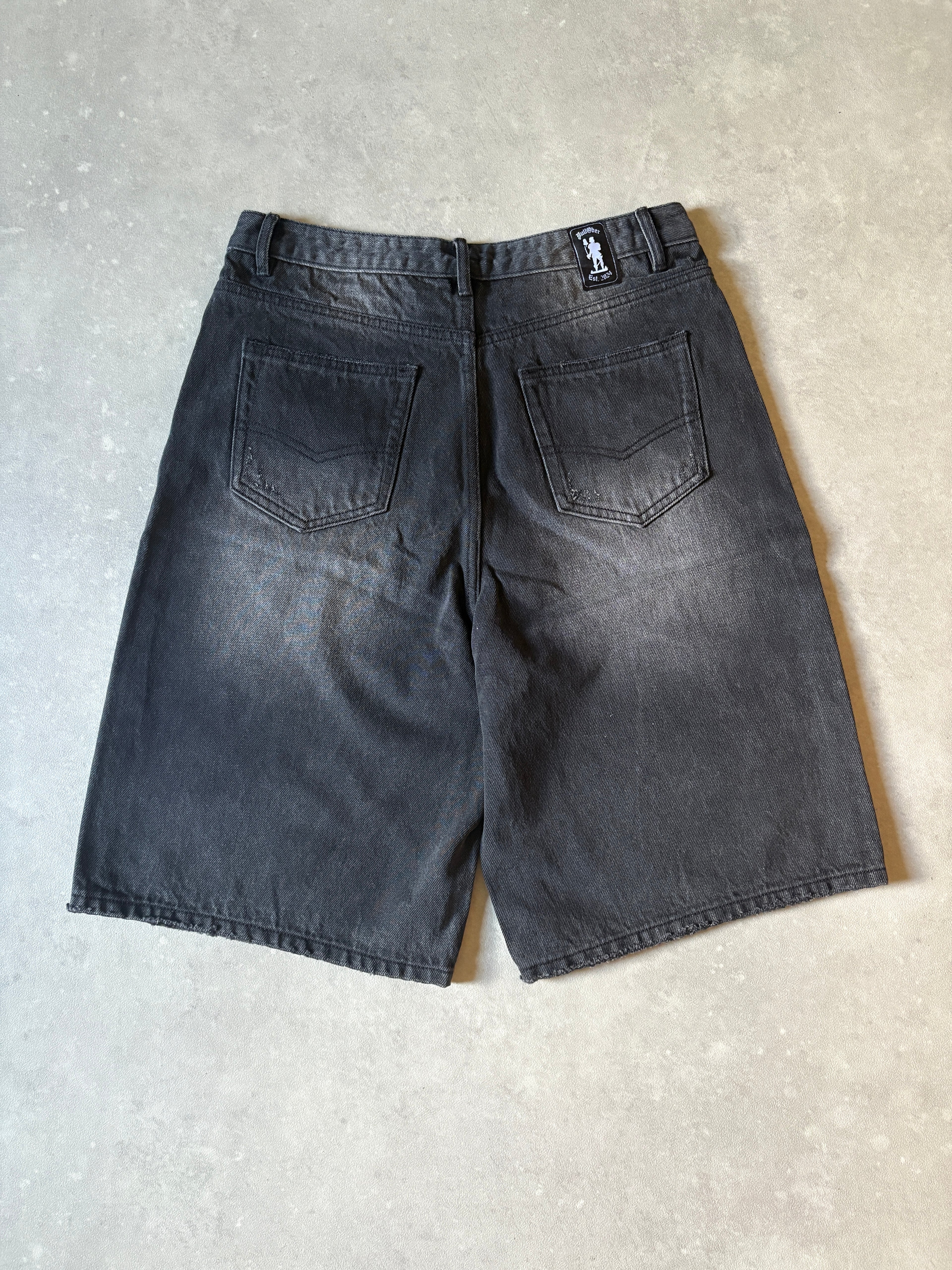 Black Washed Denim Jorts